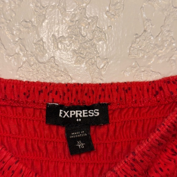 Express Red Smocked Peplum Tank Top - Picture 5 of 6